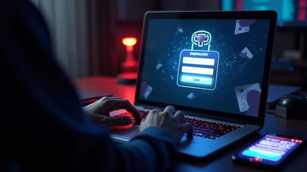 Australian player checking a secure casino login screen on a laptop and phone