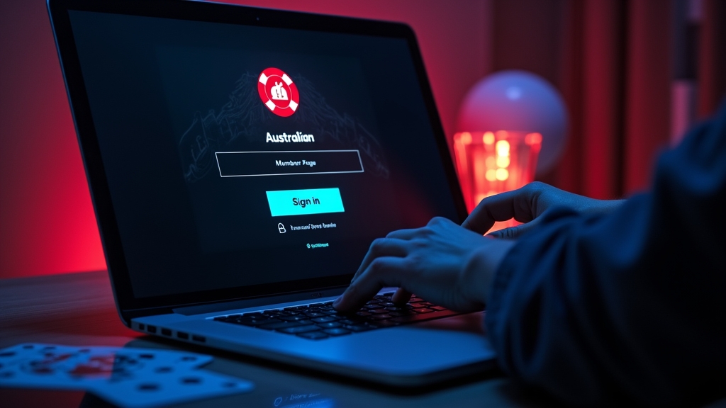 Casino login page on a laptop with a player preparing to sign in