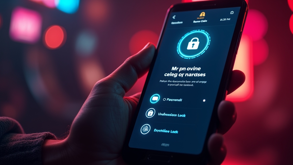 A smartphone showing payment, security, and responsible play controls in a casino setting